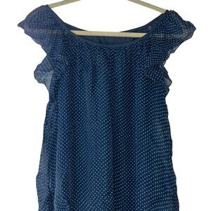 Luisa Ricci Navy Silk Polka Dot Tank Top, Ladies Medium